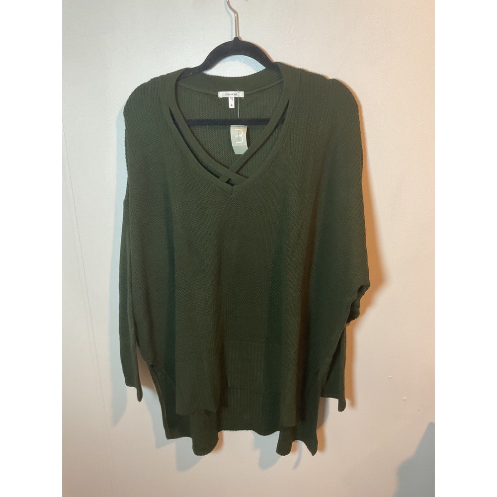 Maurices Women's Olive Green‎ V Neck Crisscross Sweater Size 4